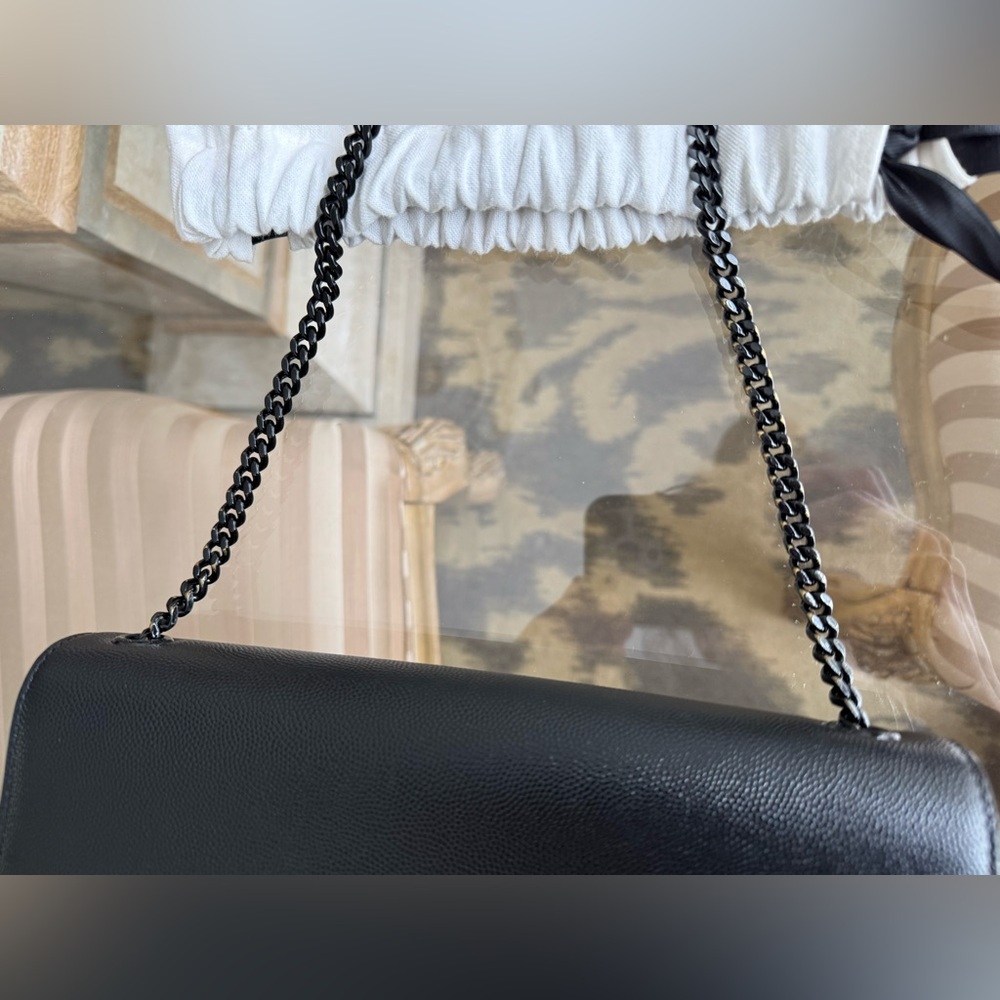 Saint Laurent YSL Medium Grain De Poudre Embossed Leather Black Shoulder Bag - Picture 16 of 16